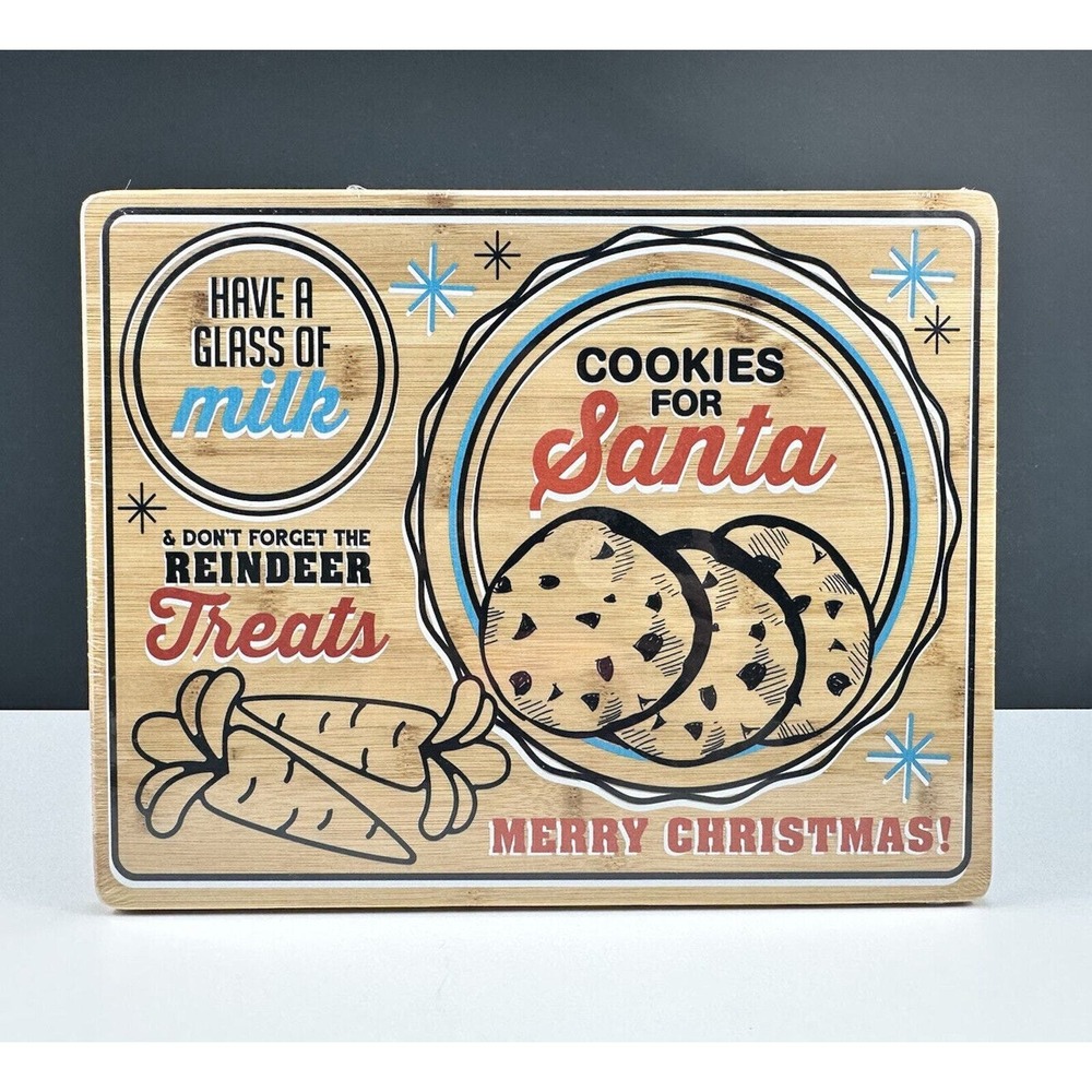Farberware Cookies for Santa Wood Bamboo Cutting Board Christmas Reindeer NWT